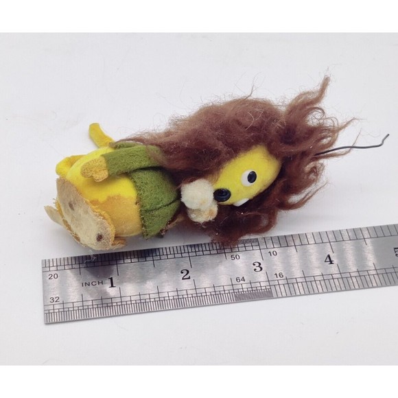 Vintage Christmas Ornament Mid Century MCM Top Flocked Felt Lion Japan 50s? 60s? - Picture 10 of 10